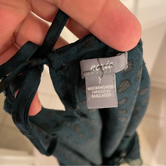 Aerie Green Leopard Lace Trim Cami Small - Picture 6 of 6